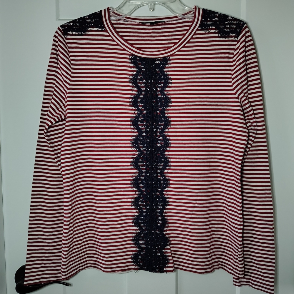 Striped Lace Accent Top